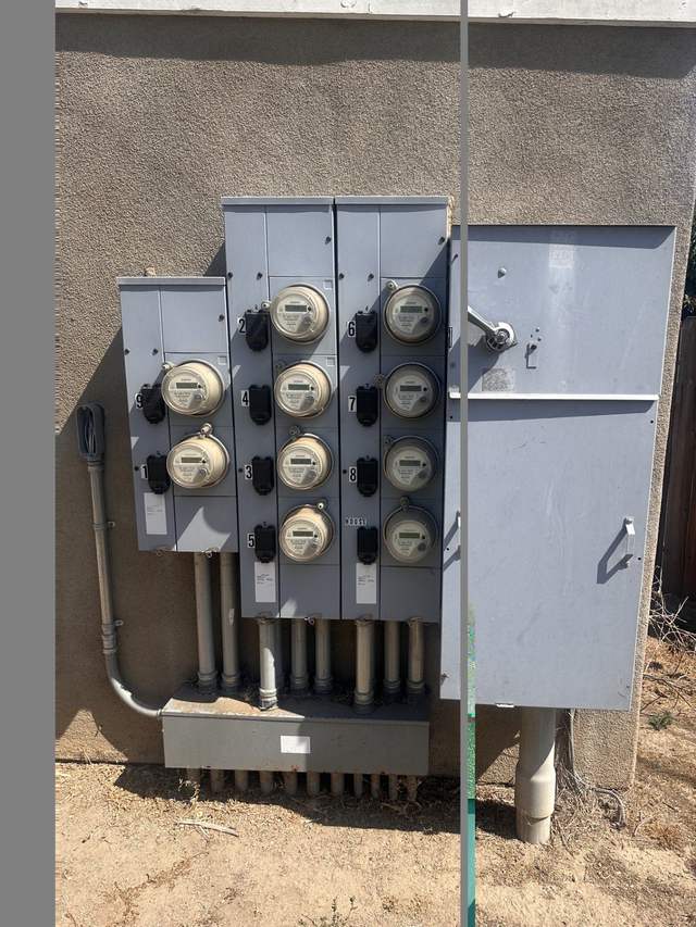 Nine separate electrical meters