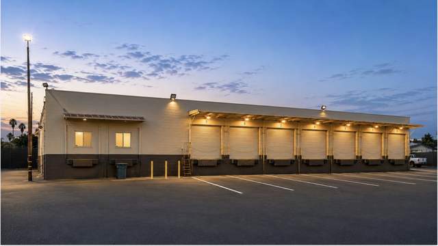 Loading docks at dusk